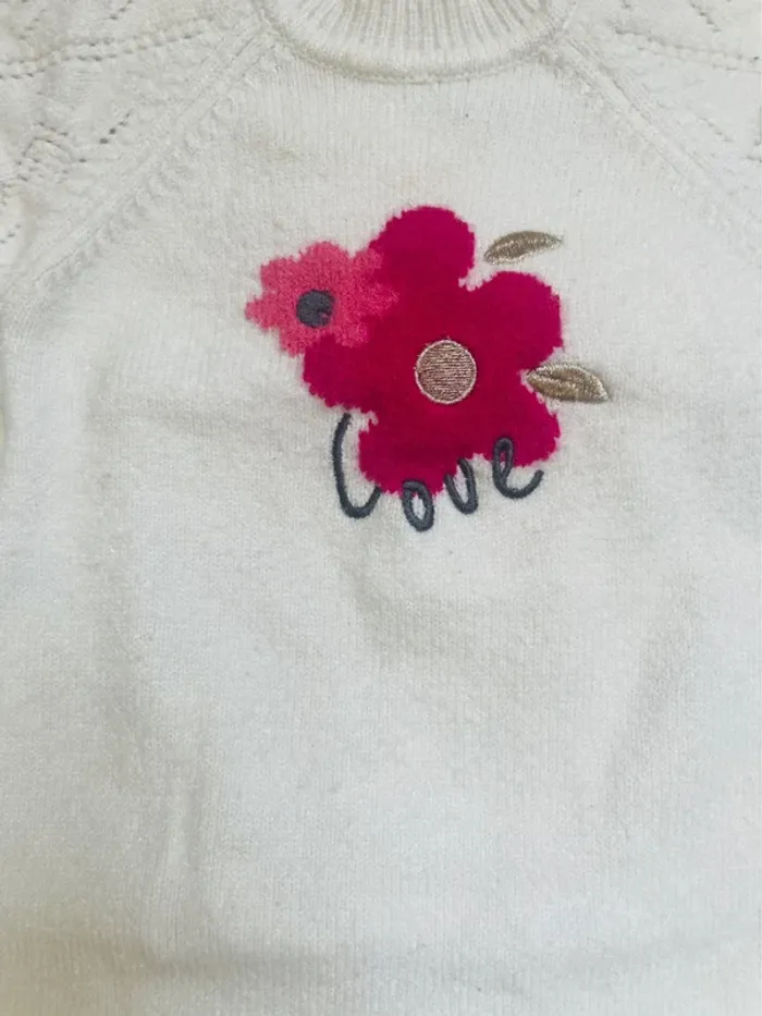 9 mois - Robe pull beige et rose - photo numéro 3