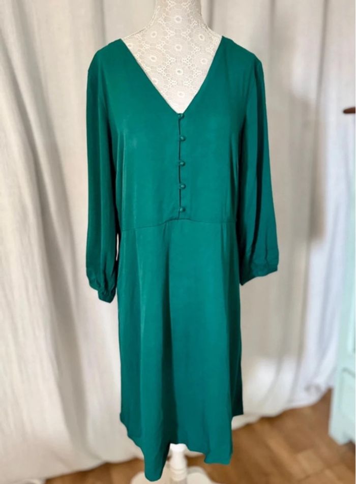 Robe fluide vert bouteille neuve Camaïeu 42 - photo numéro 4