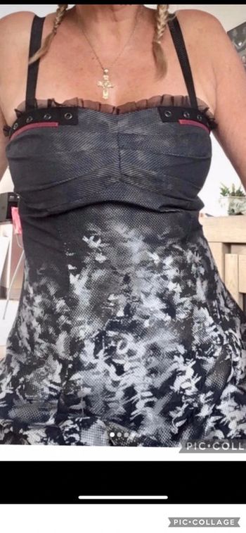 Magnifique robe lmv taille 38 noir gris bretelle élastique tulle neuve
