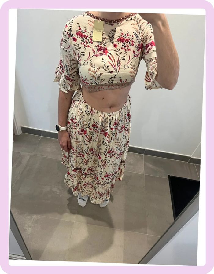 Robe Fleurie Crème – Pretty Summer – Taille M 👗