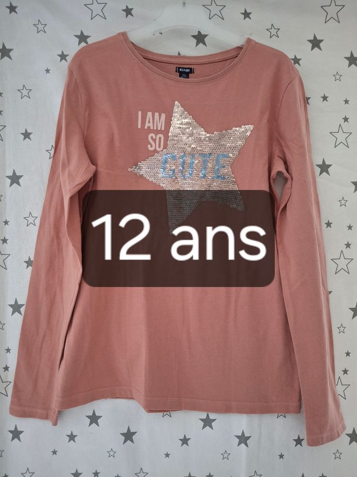 Tee-shirt rose avec strass étoile 12 ans Kiabi