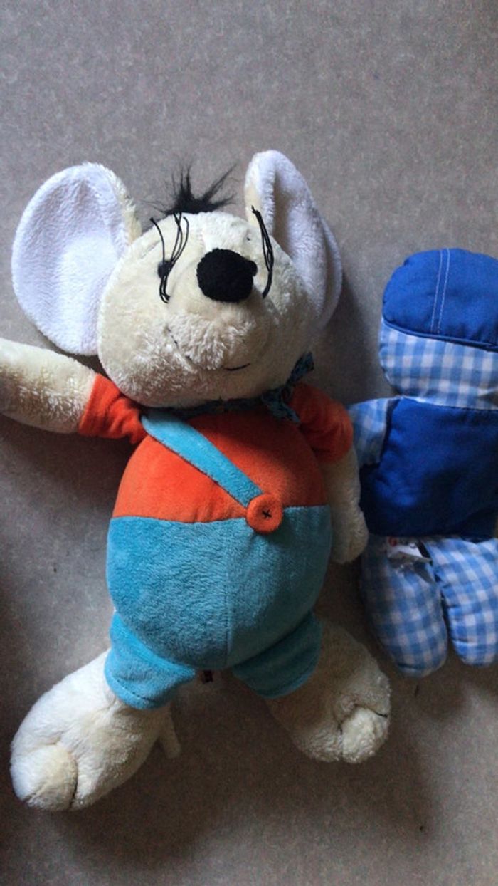 Lots de 2 peluches une souris et un petit bonhomme bleu - photo numéro 7