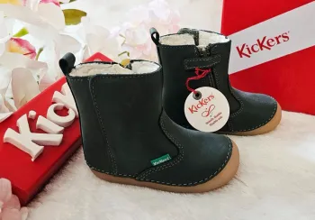 Bottes Bottines Cuir Scratch Zip Fourrées 1er pas 👣 semelle flexible Kickers T20