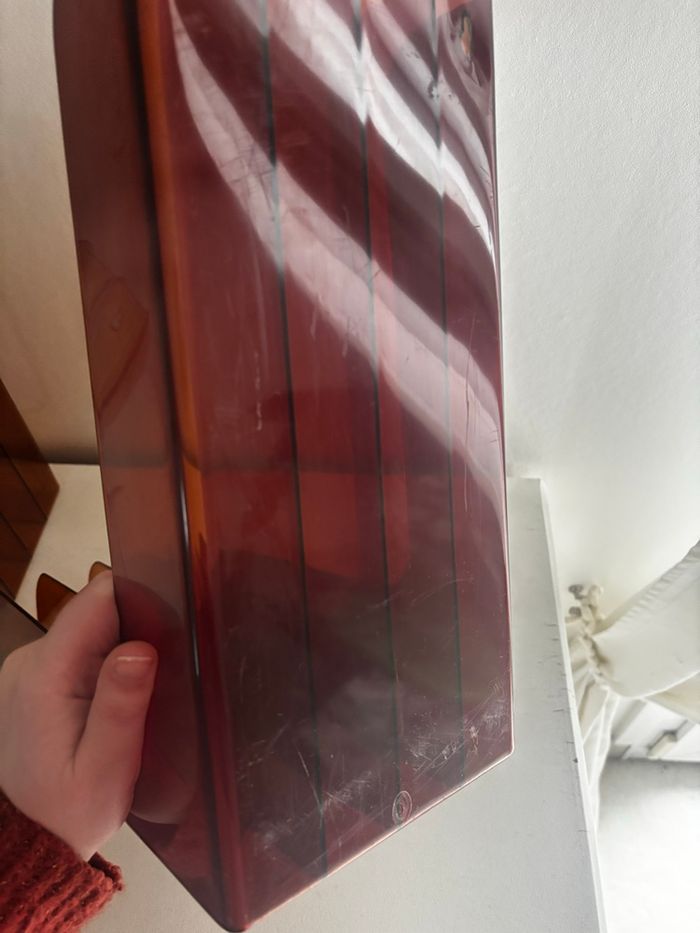 Vintage lot de deux range vinyles marron miel fumé - photo numéro 7