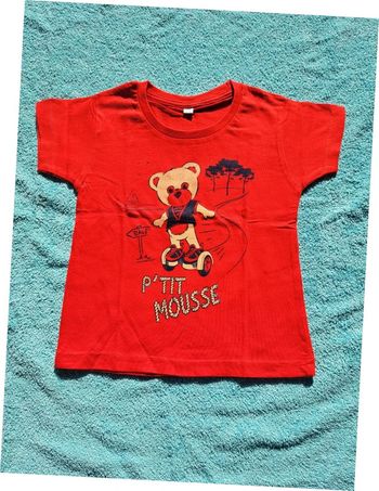 T-Shirt Manches Courtes 0/2 ans 100% coton rouge