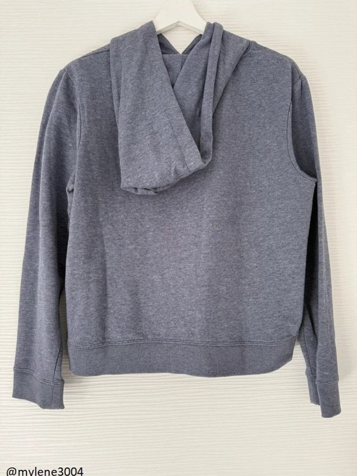 Pull d'hiver sweat à capuche bleu gris foncé à poche kangourou - photo numéro 5