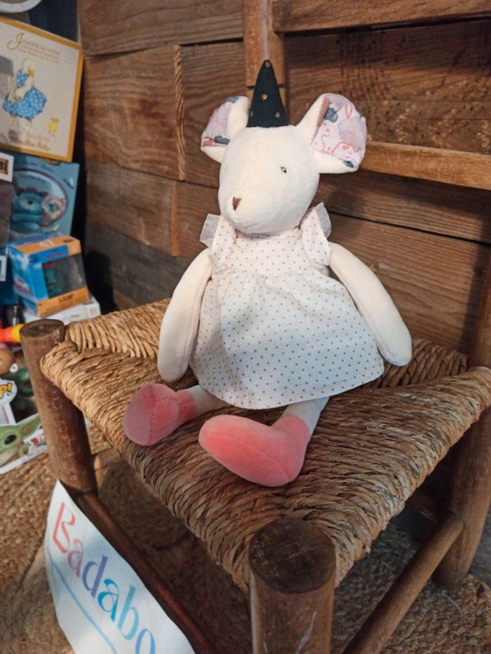 Peluche musicale souris moulin roty il était une fois tbe - photo numéro 3