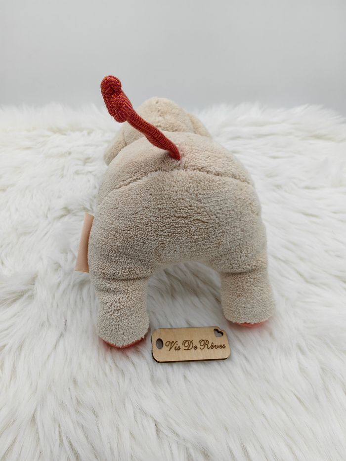 Doudou éléphant Les Papoum Moulin Roty beige et rose - photo numéro 7