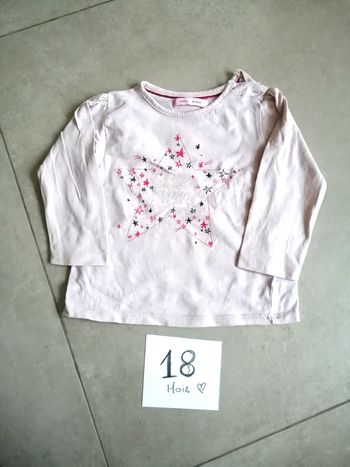 T-shirt 18 mois  rose pale étoile