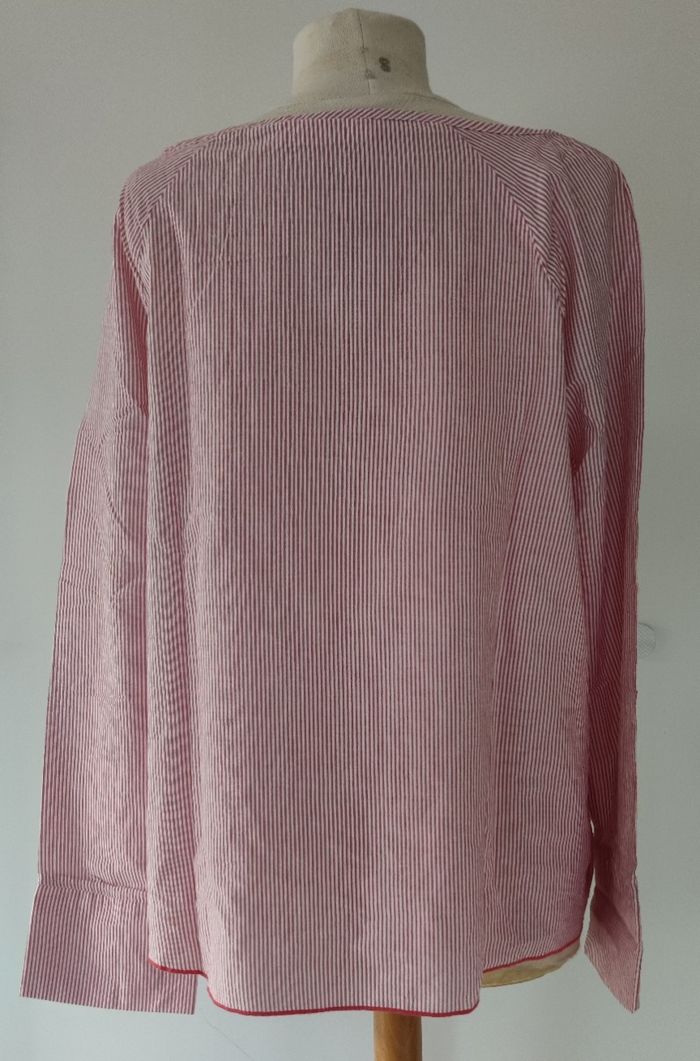 Blouse femme H&M – Taille L – Rose à rayures blanches – Très bon état - photo numéro 2