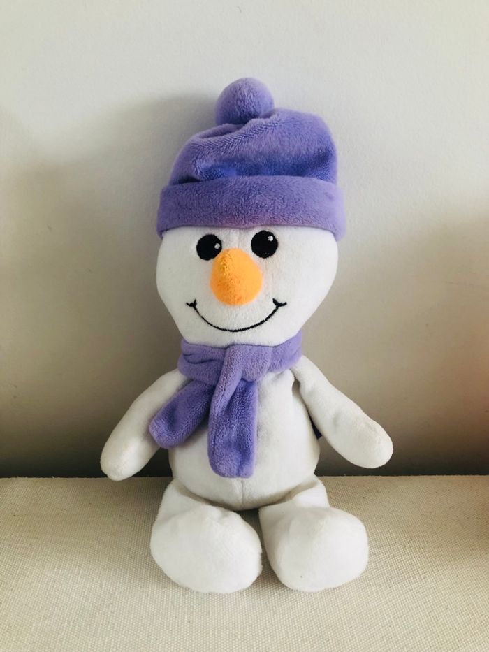 Peluche bonhomme de neige milka bonnet violet - photo numéro 6