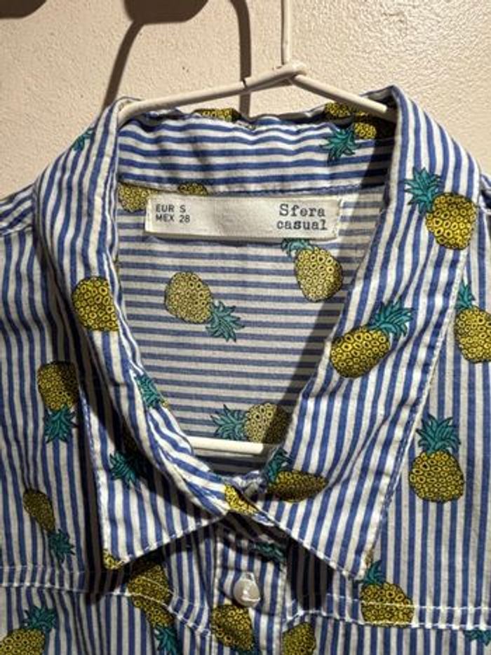 Chemise manches courtes ananas 100% coton - photo numéro 2