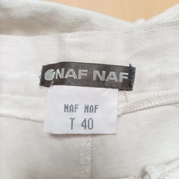 Pantalon Naf naf vintage blanc, corsaire, coton et lin taille 40 A316 - photo numéro 14