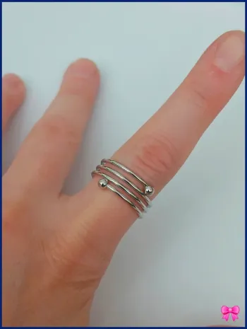 Bague argentée tendance en acier inoxydable