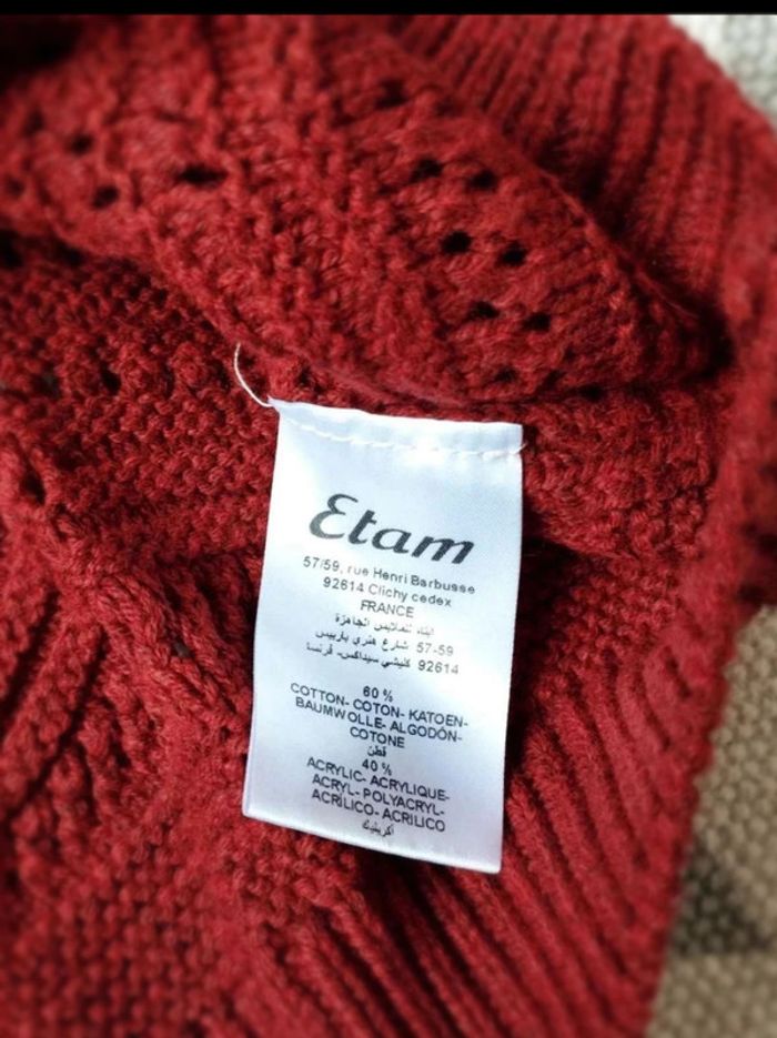 Pull ample  ajouré en maille -  Rouille  -  Etam  XS  - Neuf  étiquette - photo numéro 6