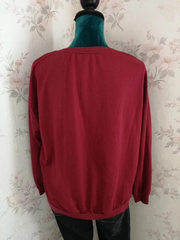Pull fin bordeaux à message bonjour beauté / mim / (L) - photo numéro 6
