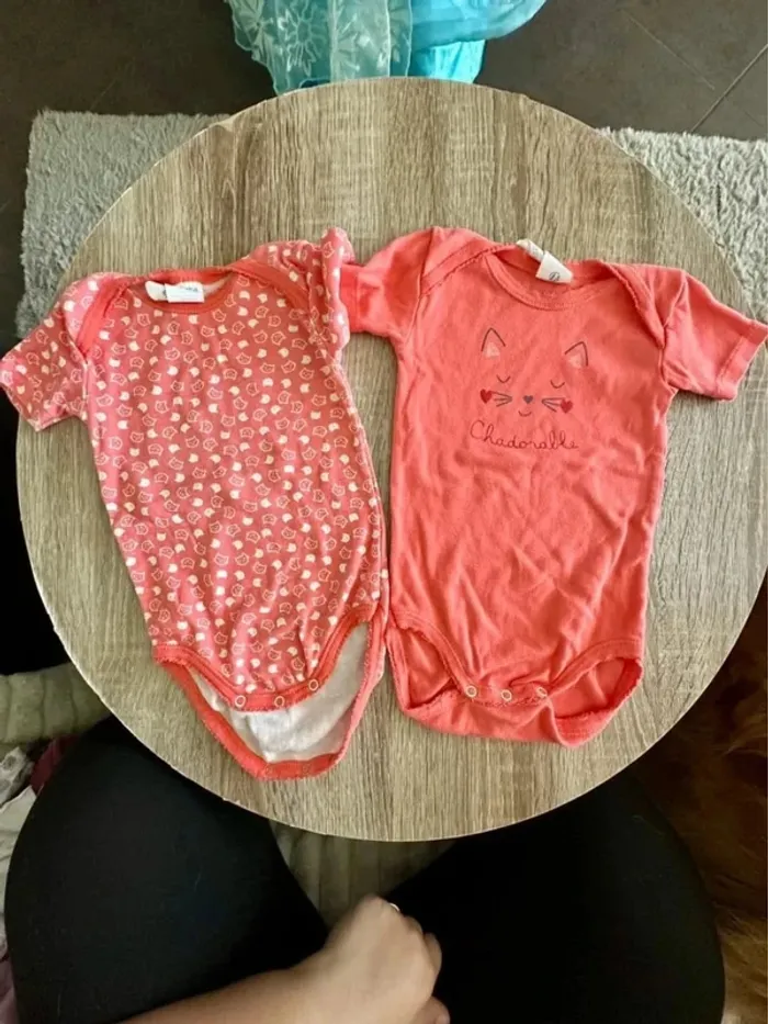 Lot 2 bodies fille manche courte 12 mois - photo numéro 2