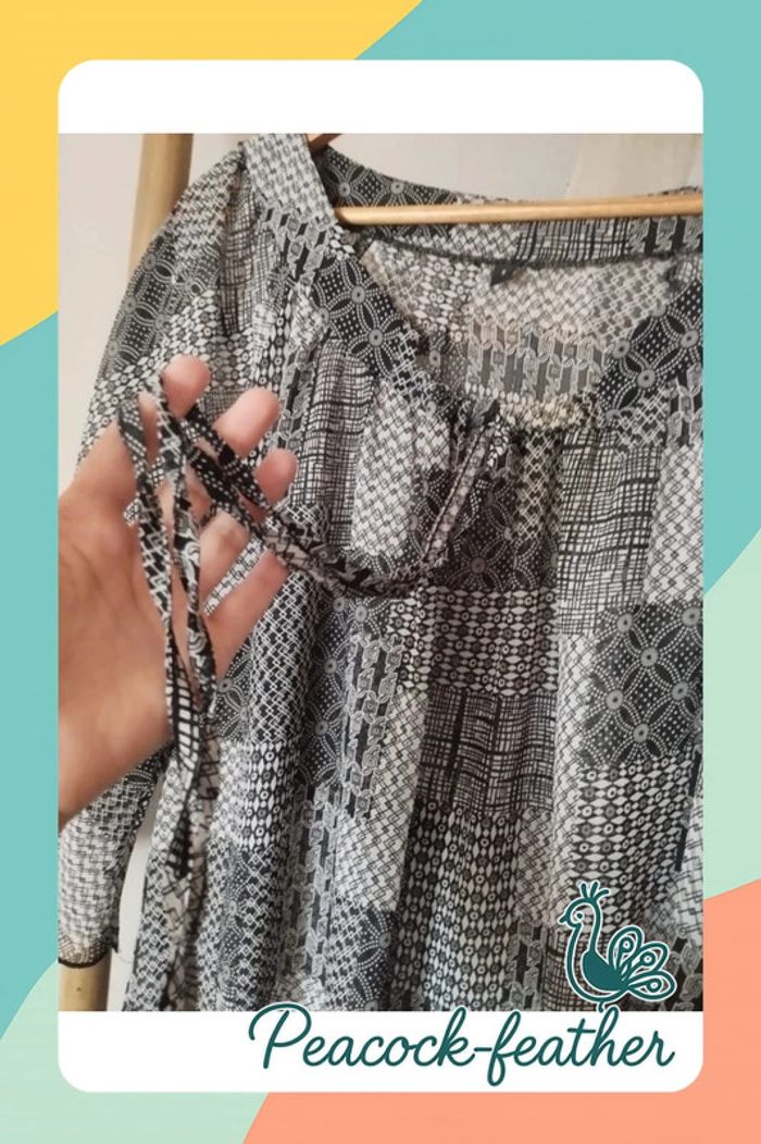 Blouse transparente noire blanche 3/4 T5 - photo numéro 2