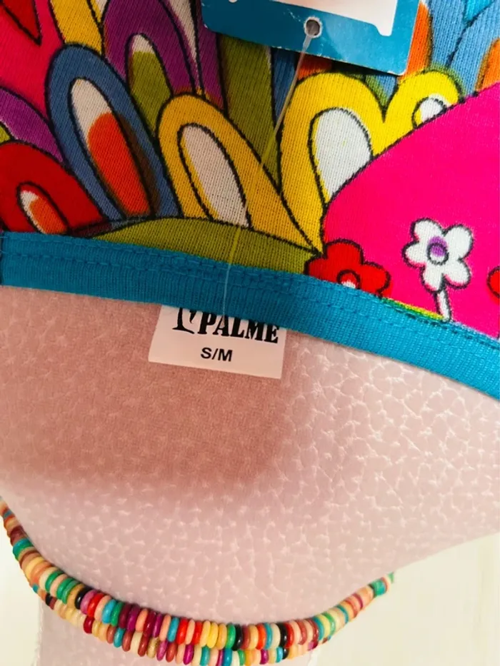 🌴🌺Débardeur coloré tropical neuf avec étiquette Palme S/M Summer holiday vibes tank top🌺🌴 - photo numéro 10