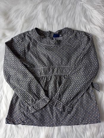 Blouse à motifs ronds gris 8 ans N*0644