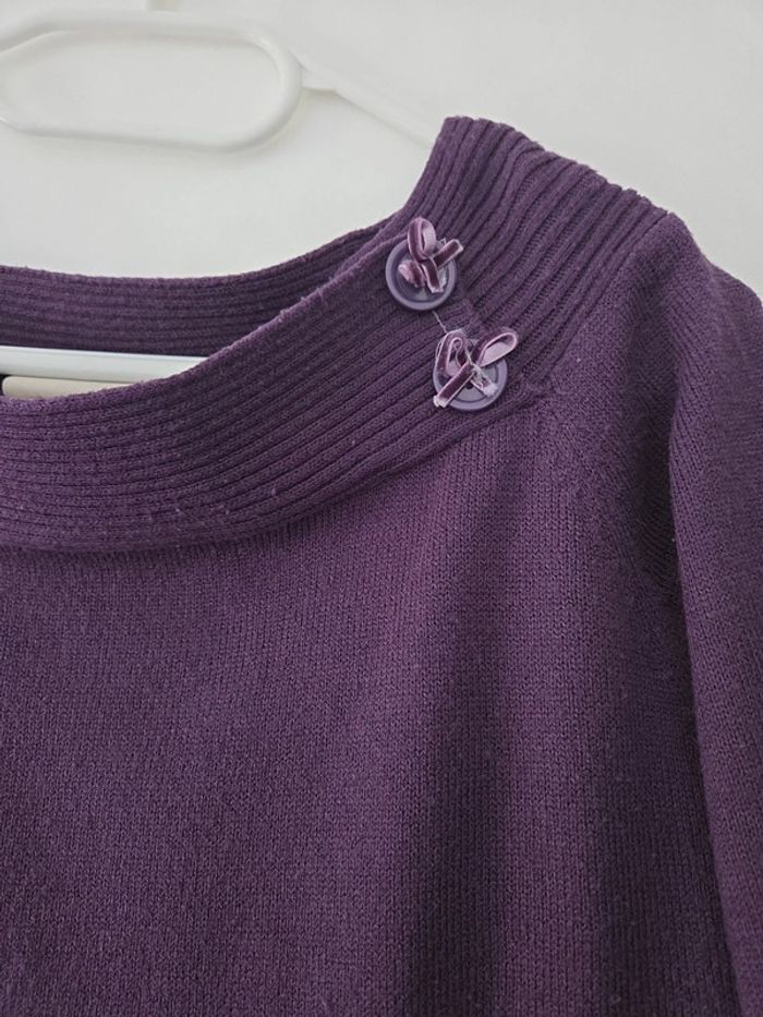 Pull femme hiver col bardot violette TBE taille M, canda - photo numéro 2