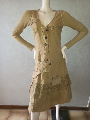 robe longue beige foncé IKKS taille 38