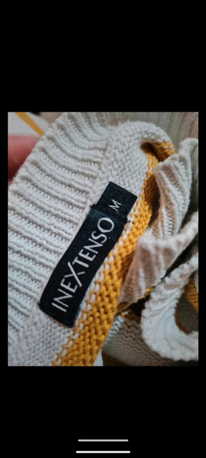 Pull rayure blanc et jaune moutarde, M - photo numéro 5