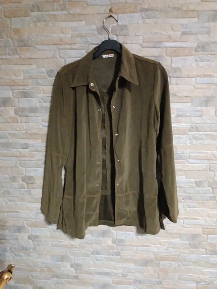 Veste Surchemise suédine kaki Mim 36-S - photo numéro 1