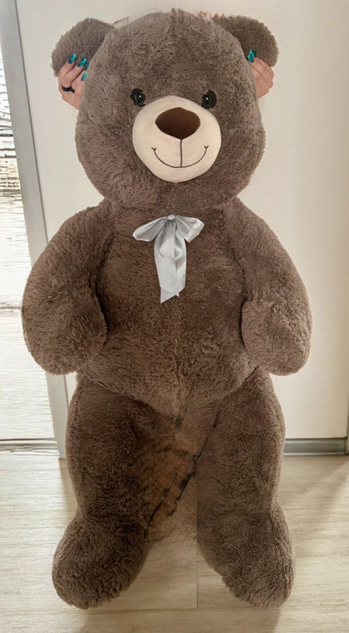 Ours peluche Charlie  géante couleur gris - photo numéro 2