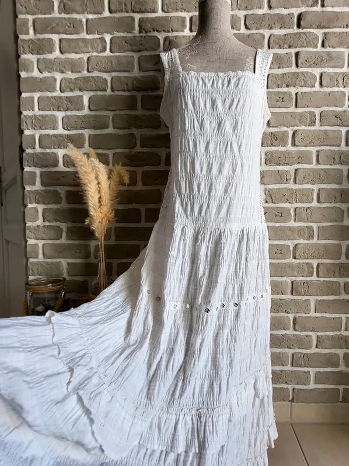 Robe bohème blanche avec sequins Jacqueline Riu - photo numéro 8