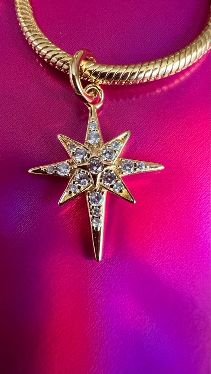 Charm jolie étoile polaire dorée rempli de strass - photo numéro 7