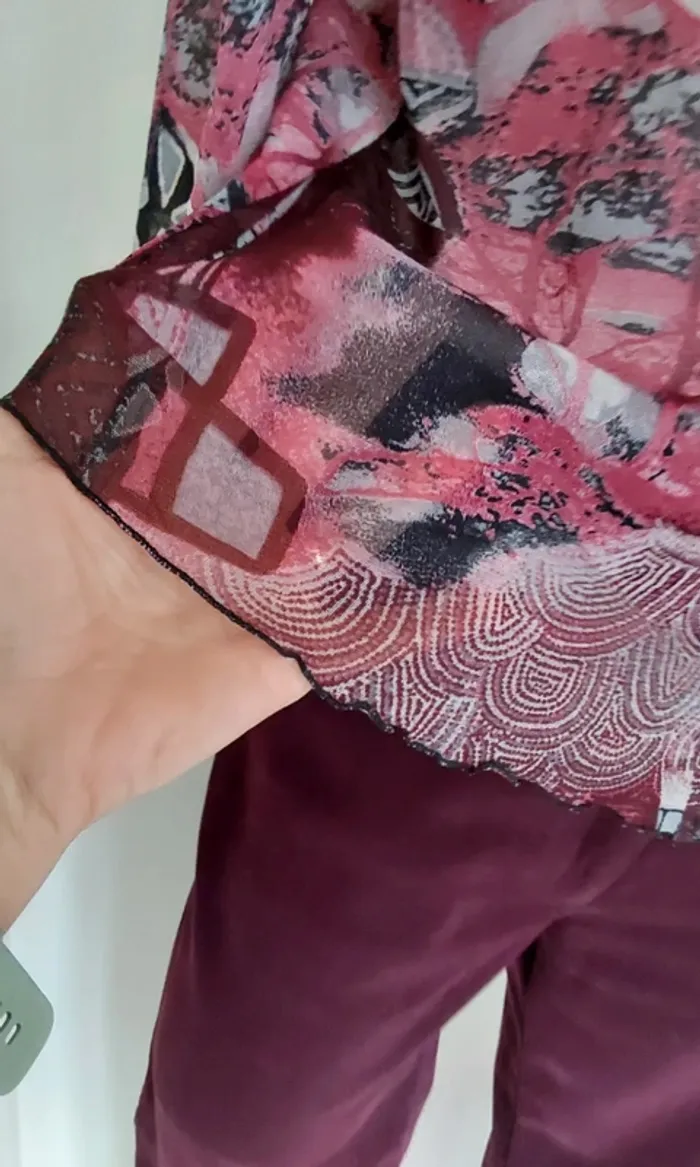 Joli haut chic voile rouge et noir Halogène T 40/42 - photo numéro 9