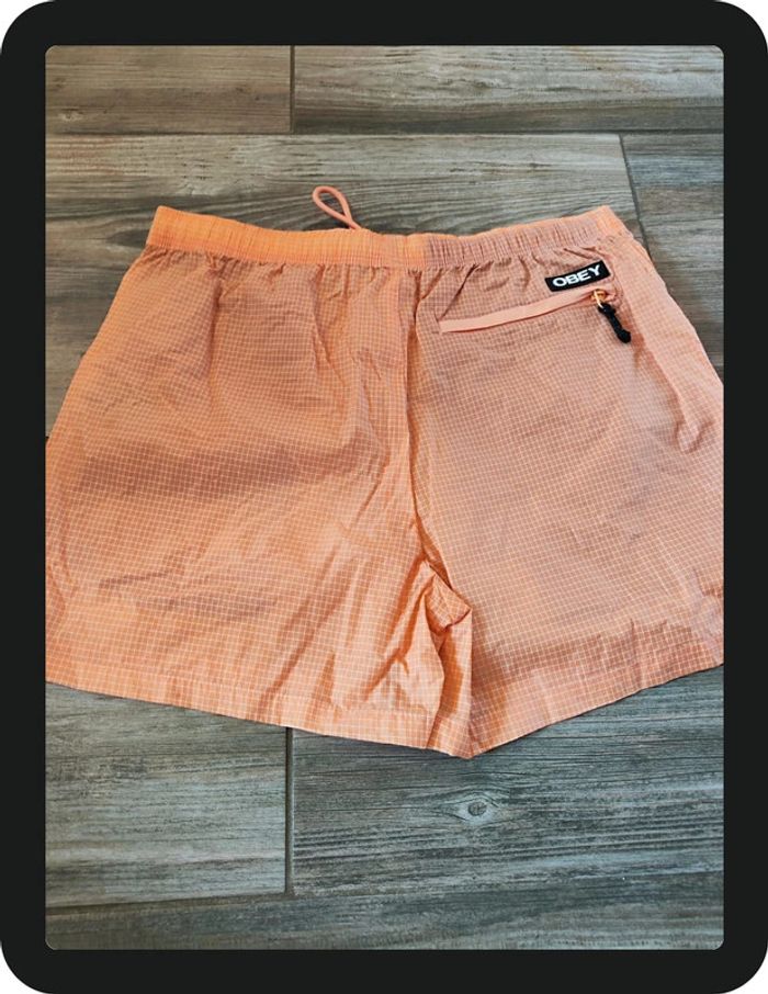 Short de bain orange carreaux blanc Obey Taille M - photo numéro 2