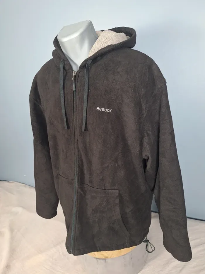 Veste à capuche reebok vintage / homme - noir / taille XL / brodé (185) - photo numéro 8