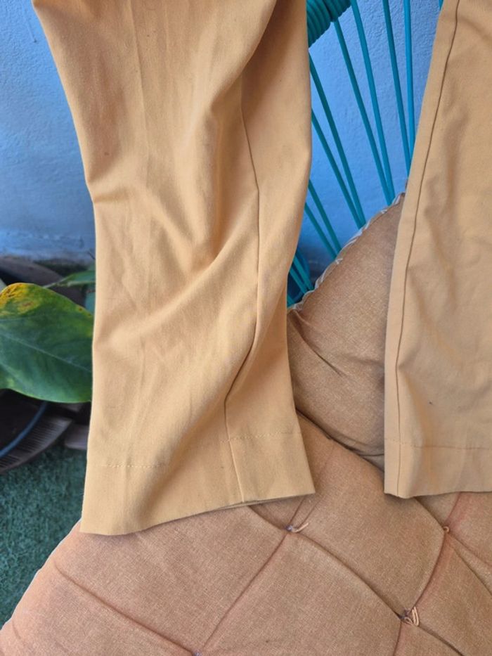 Pantalon uni élastique avec ceinture - photo numéro 3