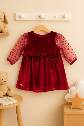 Robe en velours bordeaux et manches en tulles 6 mois - Sergent Major