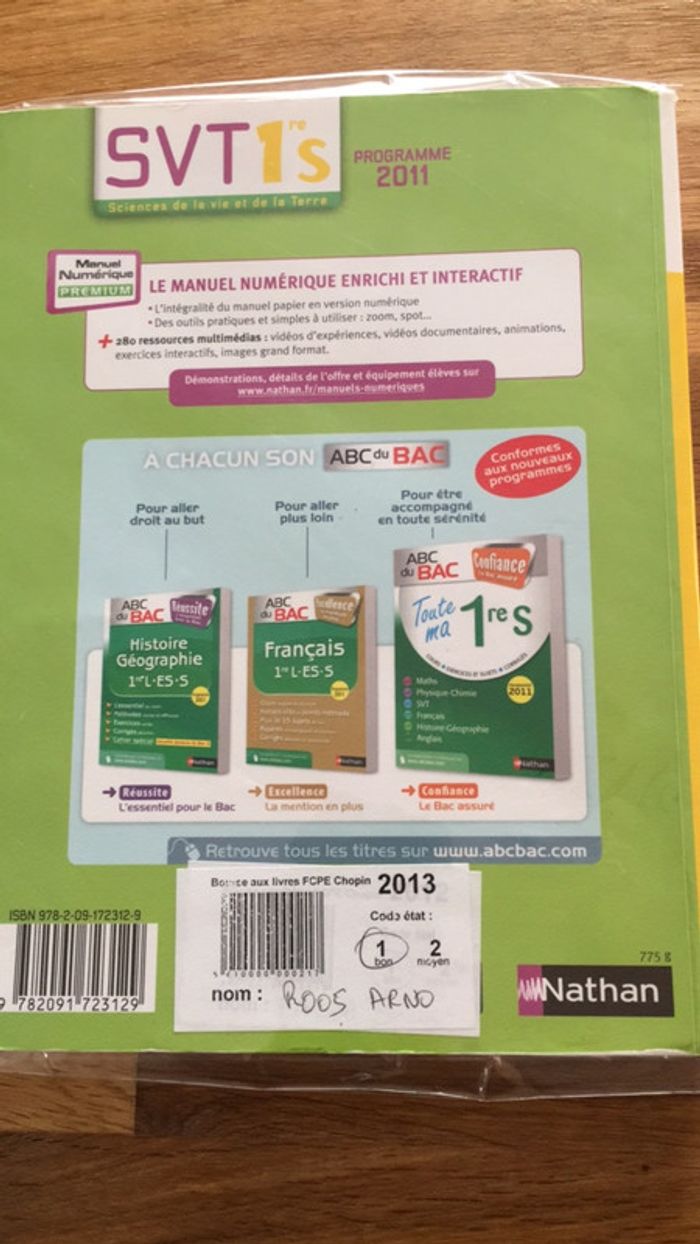 Svt 1 ère S Nathan 9782091723129 - photo numéro 2