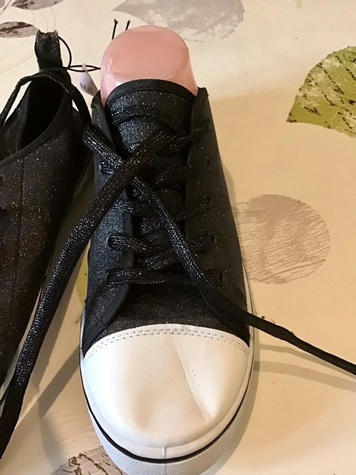 Basket basse noir pailleté et blanche taille 38 - photo numéro 3