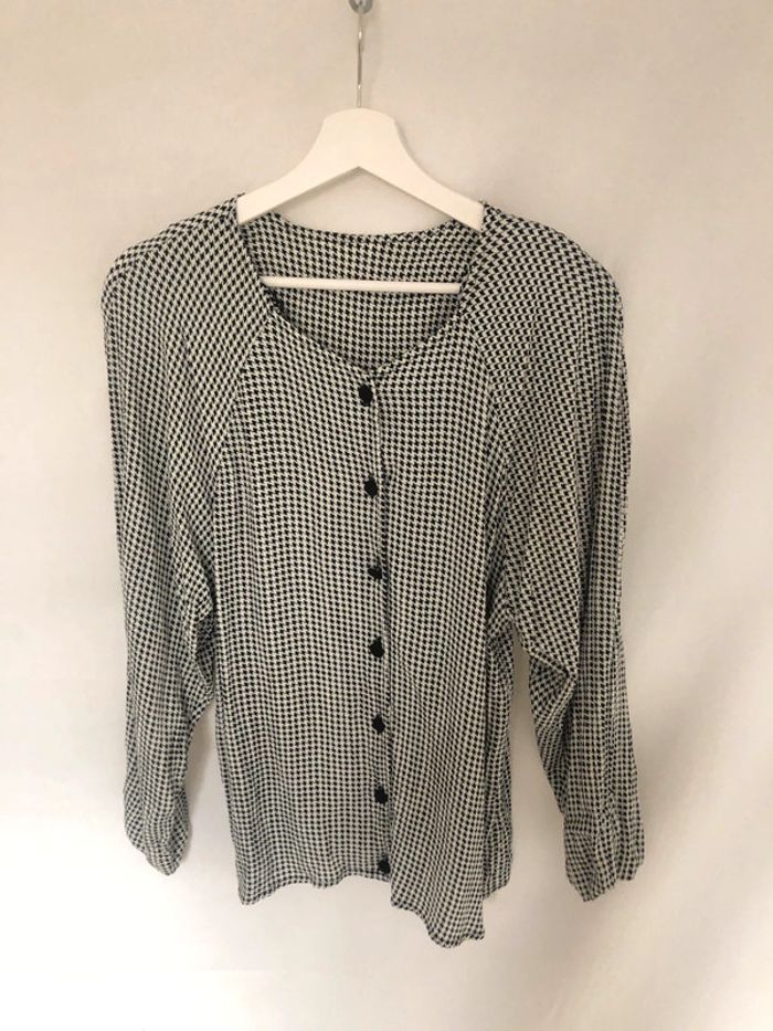 Blouse vintage motif pied-de-poule 42 44 excellent état - photo numéro 10