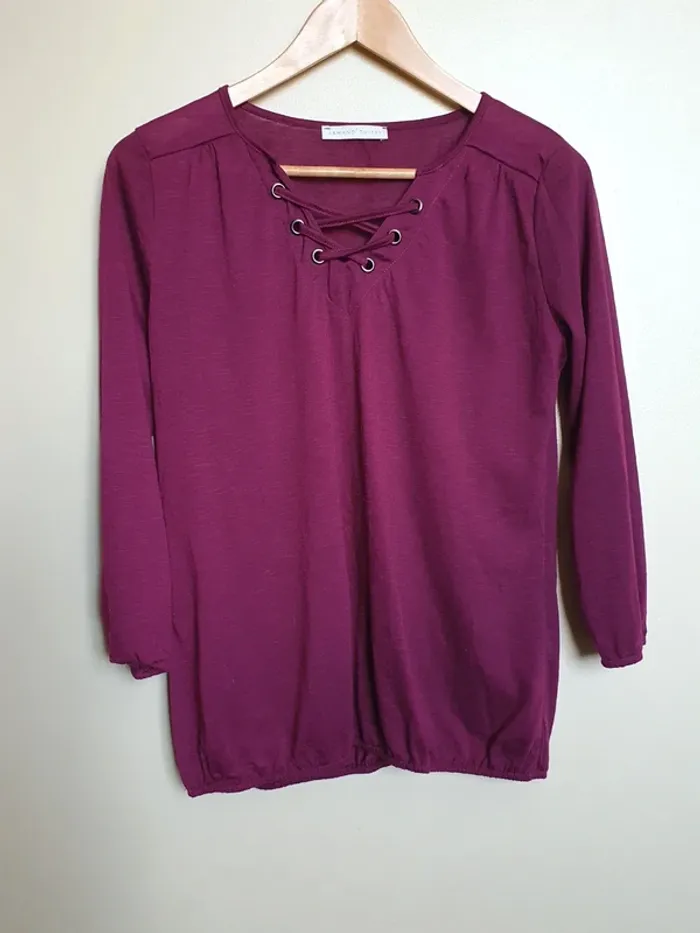 Haut à manches 3/4 prune Armand Thiery taille 1