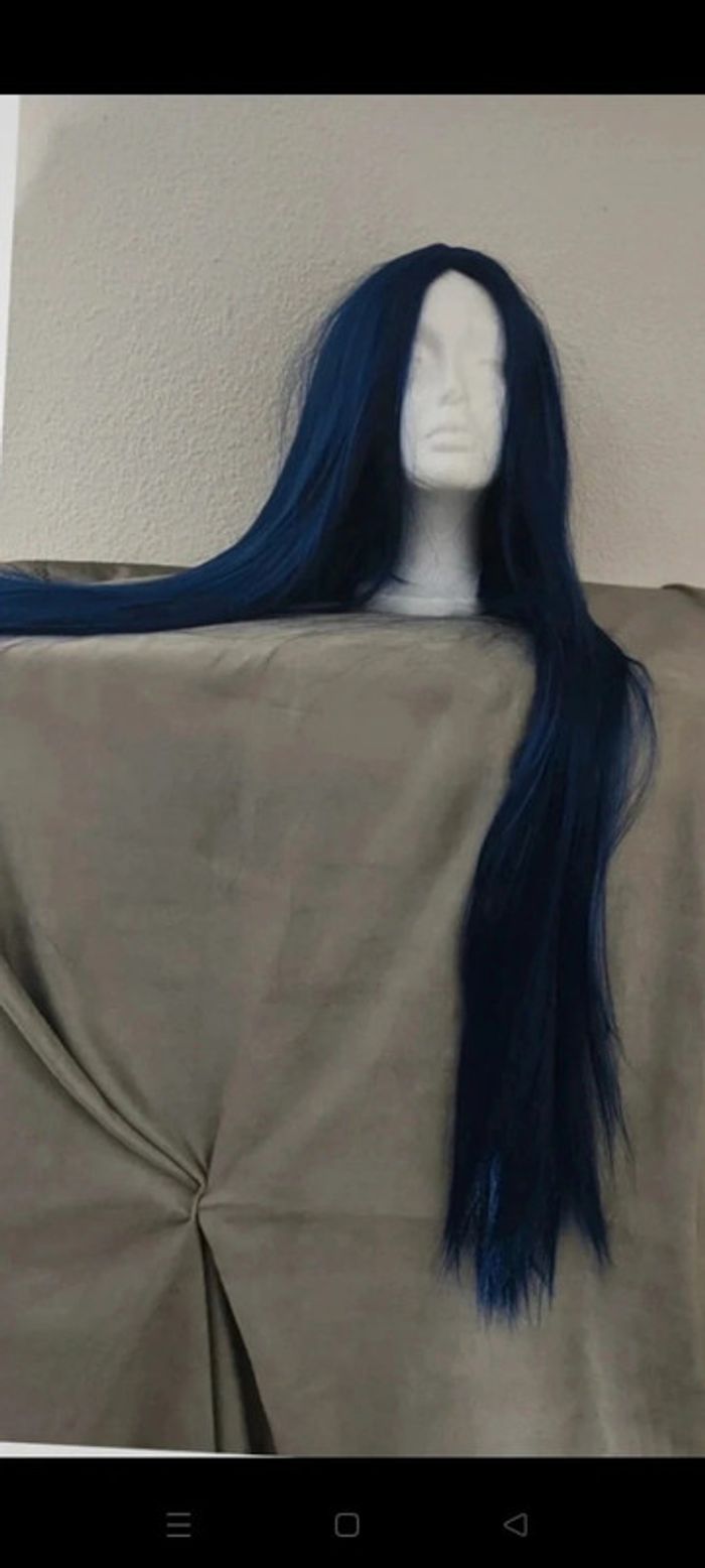 🎀 Promo 🎀 Perruque Naturelle Bleu Émeraude 1MÈTRE 🎀