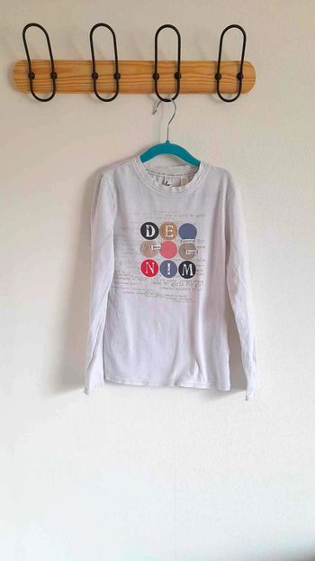 Tee-shirt blanc manches longues Okaïdi 10 ans