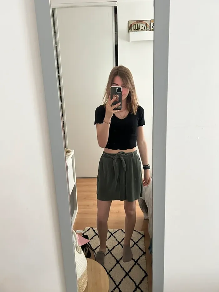 Short plissé vert Kiabi