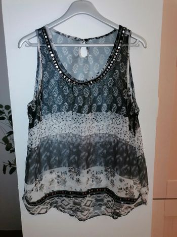 Blouse Tunique transparente gris beige 42