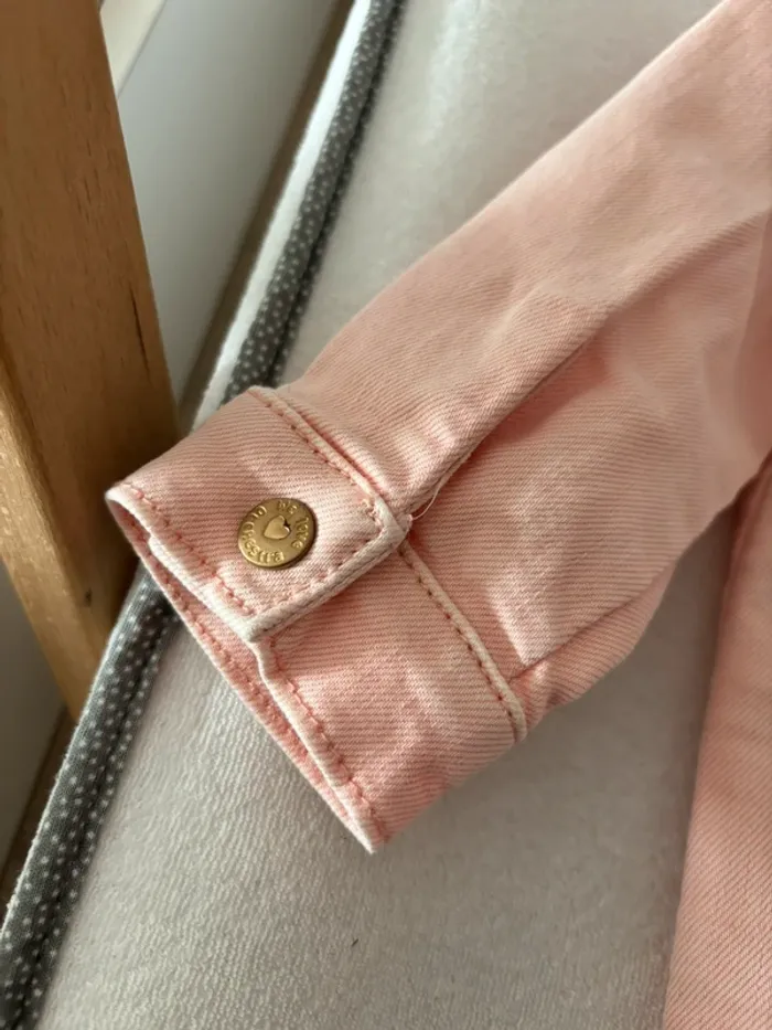 Veste en jean rose bébé fille taille 6mois - photo numéro 5