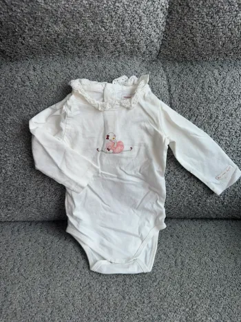 Bodie manches longues col pétale col volante col Claudine blanc motif pélican Sergent Major neuf