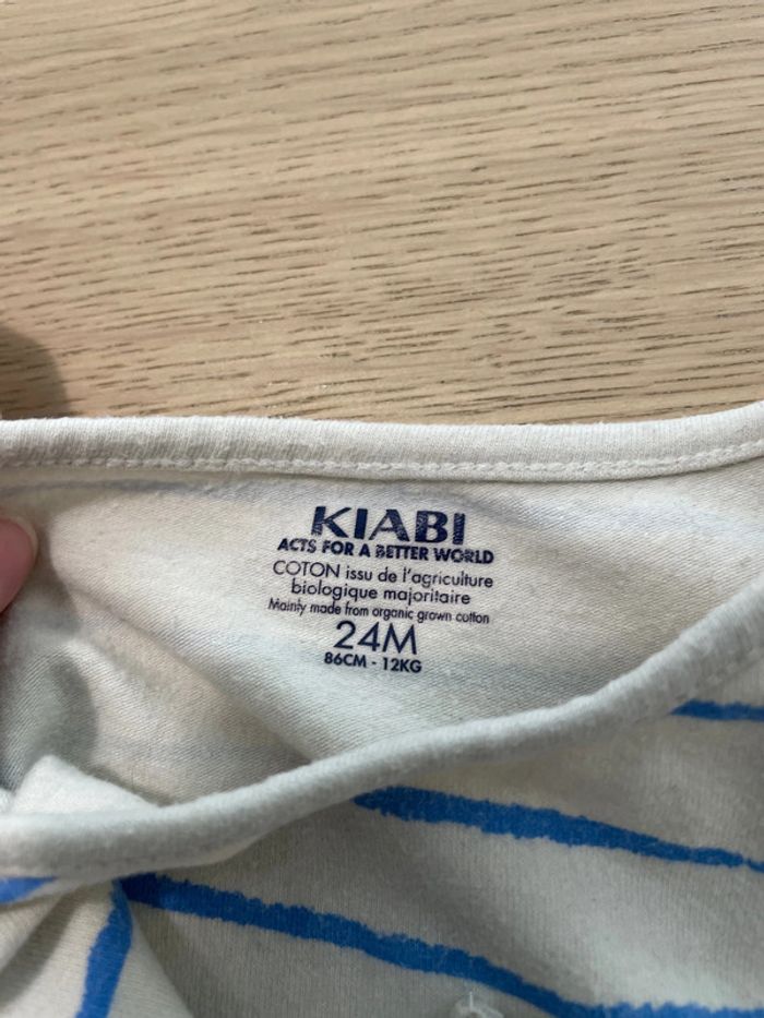 T-shirt manches longues bleu et beige kiabi 24 mois - photo numéro 4