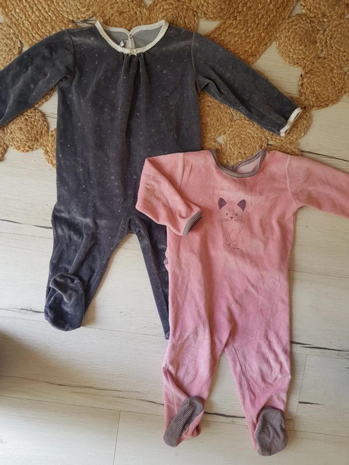 Lot de 2 pyjamas velours fille 24mois petit bateau neufs