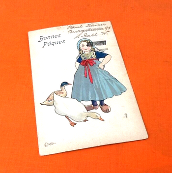 Carte postale ancienne Bonnes Pâques Illustrateur E. Bottaro
