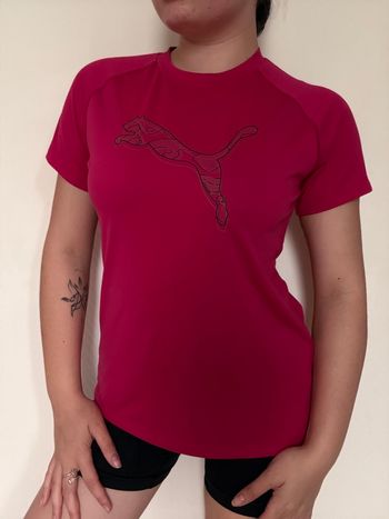 Tee shirt Puma fushia respirant logo noir – taille S